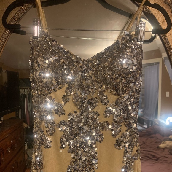 Nude and silver sequin floor length ballgown - Picture 3 of 5